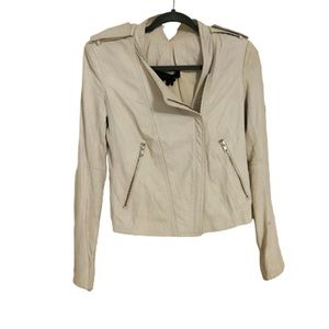 Theyskens' Theory | Chic Cream/ Off White Leather Jacket w/ Zippered Sleeves